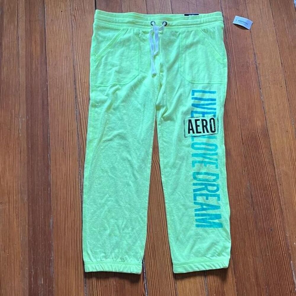 Aeropostale Women's Green and Yellow Joggers-tracksuits